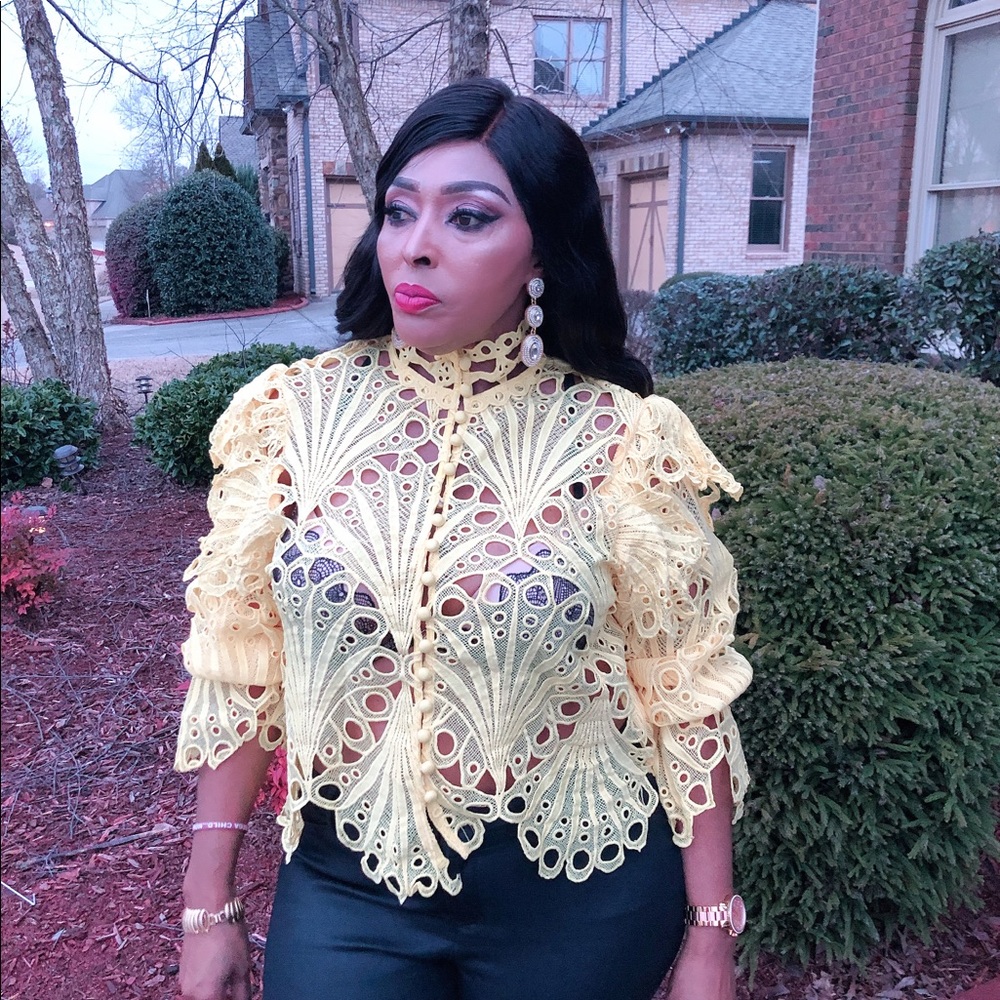 N by Nancy Crochet Lace Blouse